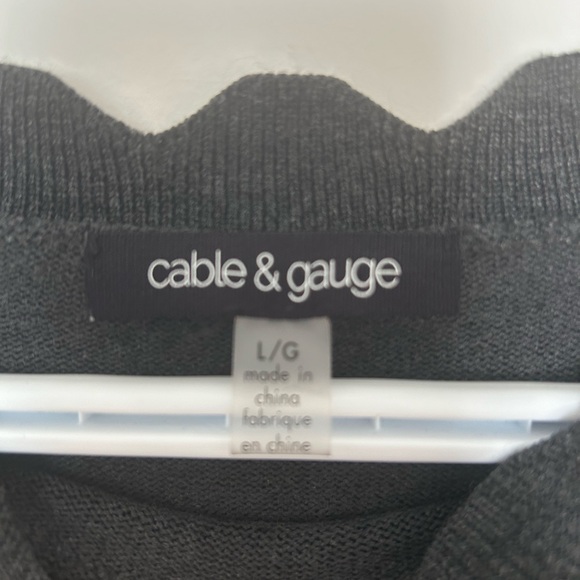 CABLE AND GAUGE sheer sleeve, GORGEOUS grey and white sweater top, L, like new - Picture 3 of 4